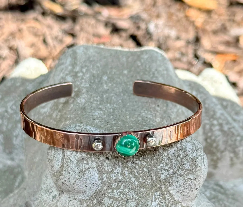 Malachite (8mm) & Copper Cuff