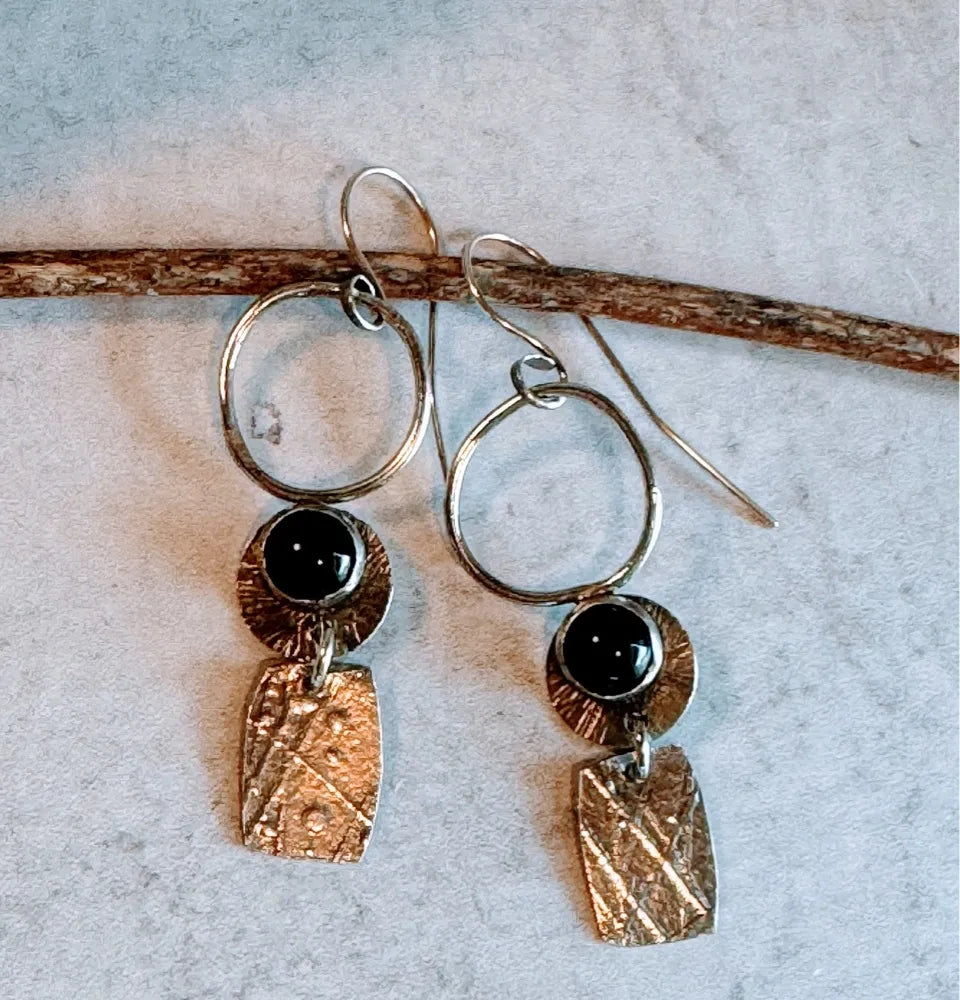 Silver and Black Onyx Earrings