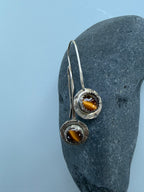 Tiger’s eye silver circle threader earrings