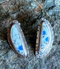 Asurite in granite - K2 Azurite half moon earrings