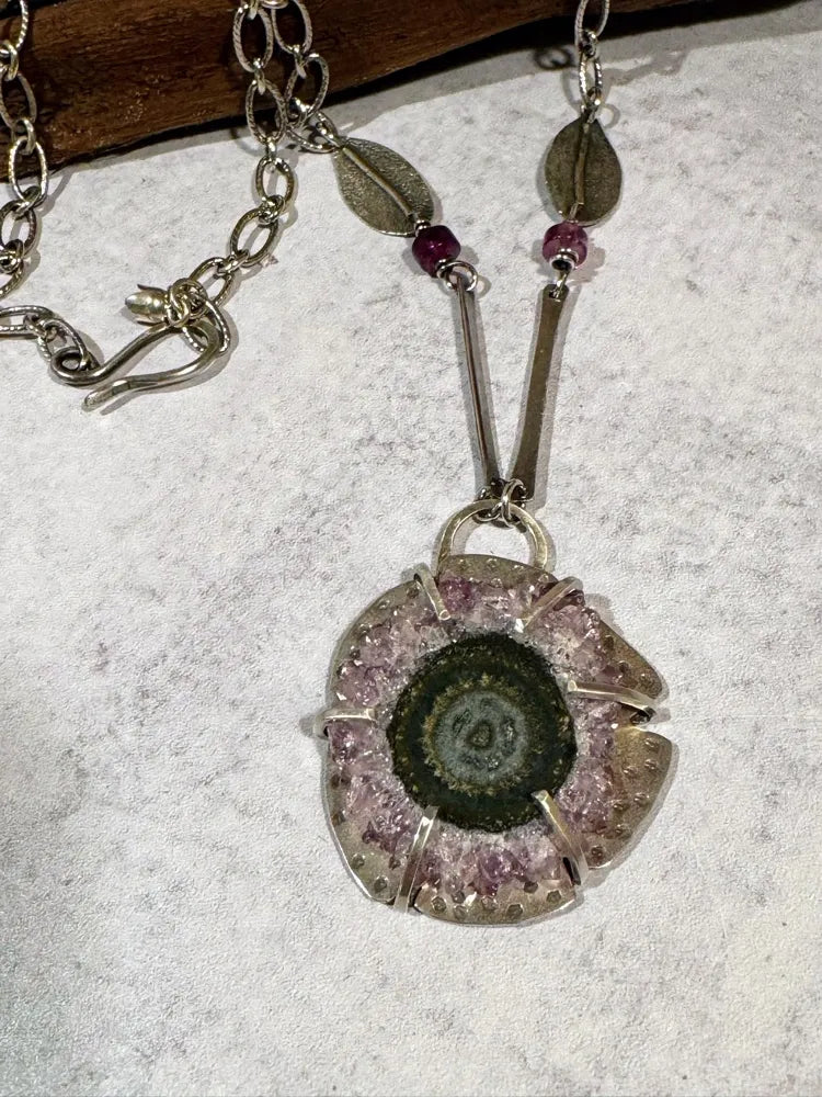Amethyst Stalactite slice necklace