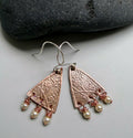 Copper Garden earrings with pearls