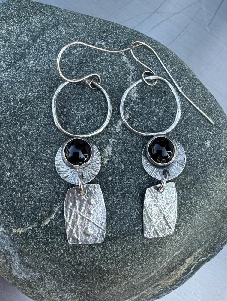 Silver and Black Onyx Earrings