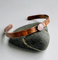 Hammered copper cuff with rose quartz, #2