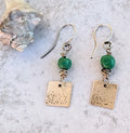 Brushed silver squares with dot texture and turquoise beads