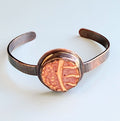 Copper Cuff with Dusty Rose Porcelain Ceramic Cabochon