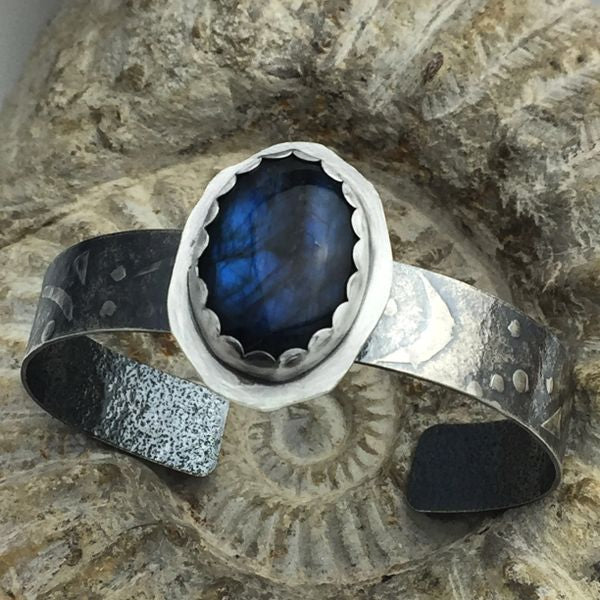 Labradorite and silver cuff