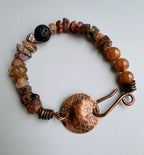 Aromatherapy bracelet, honey rhodochrosite, spinel and andalusite
