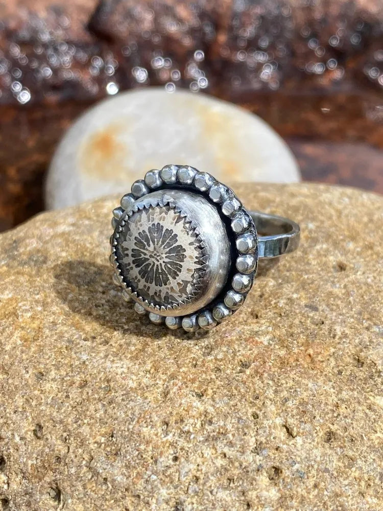 Fossilized coral ring #2