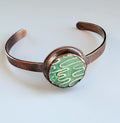 Copper Cuff with Sage Green Ceramic Cabochon