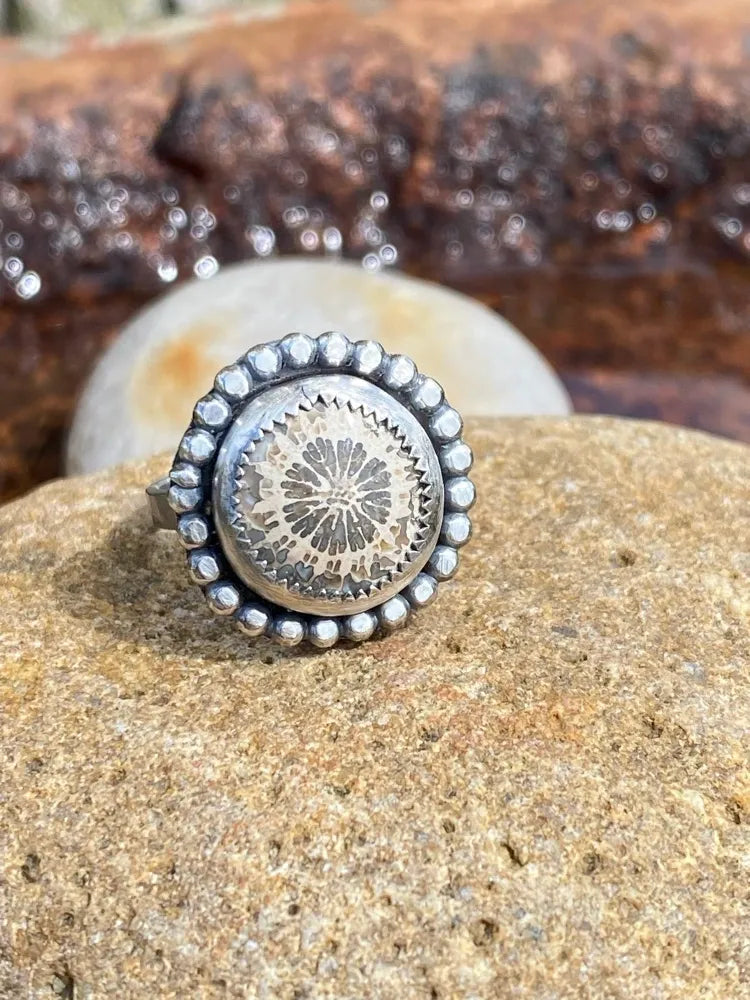 Fossilized coral ring #2