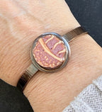 Copper Cuff with Dusty Rose Porcelain Ceramic Cabochon