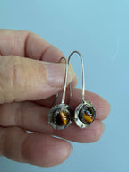 Tiger’s eye silver circle threader earrings