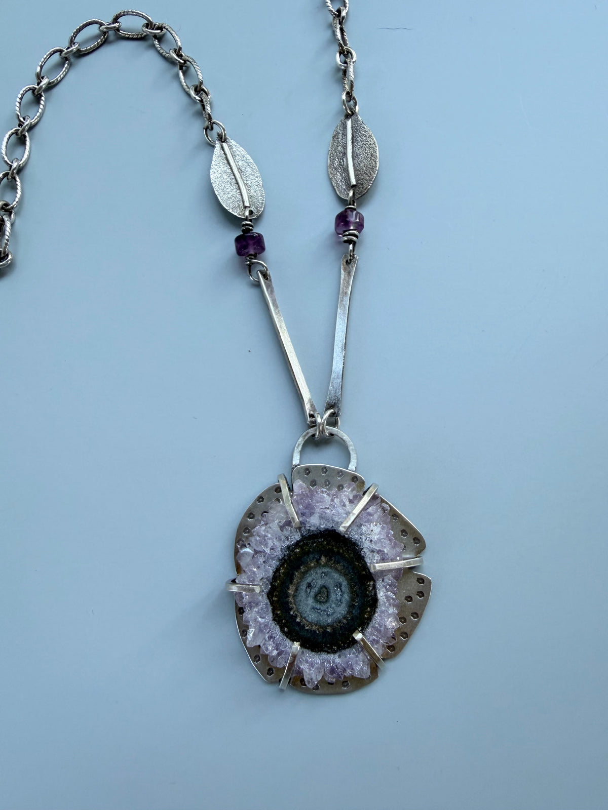 Violet Portal Amethyst Stalactite Slice Statement Necklace