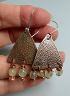Copper Garden Eartings with  Prehnite