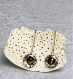 Tiger’s eye silver circle threader earrings