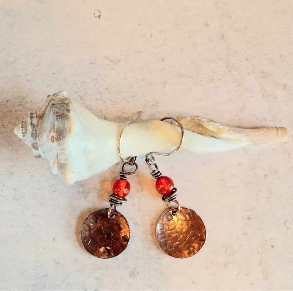Hammered copper and carnelian