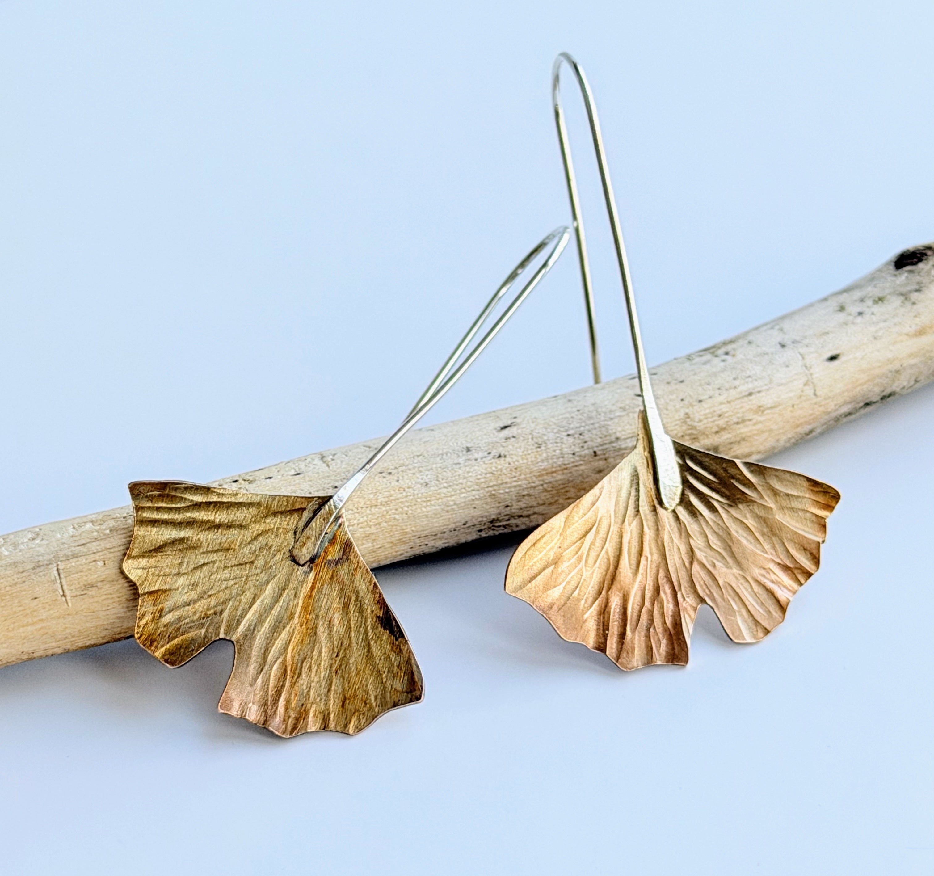 Bronze Gingko Leaf Earrings
