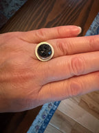 Raw Black Garnet and Silver Ring