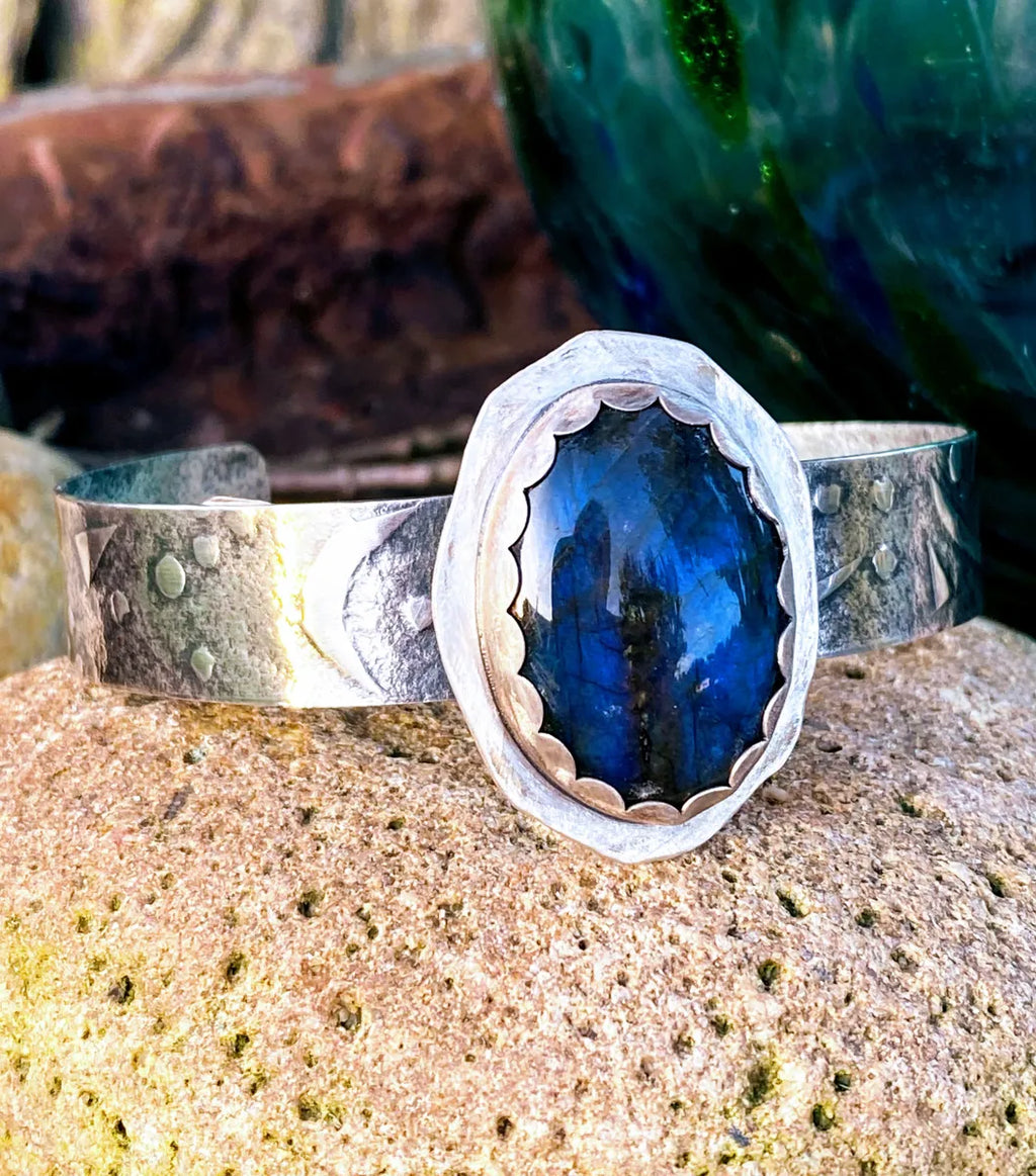 Labradorite and silver cuff
