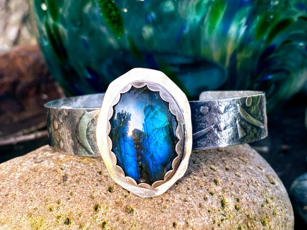 Labradorite and silver cuff
