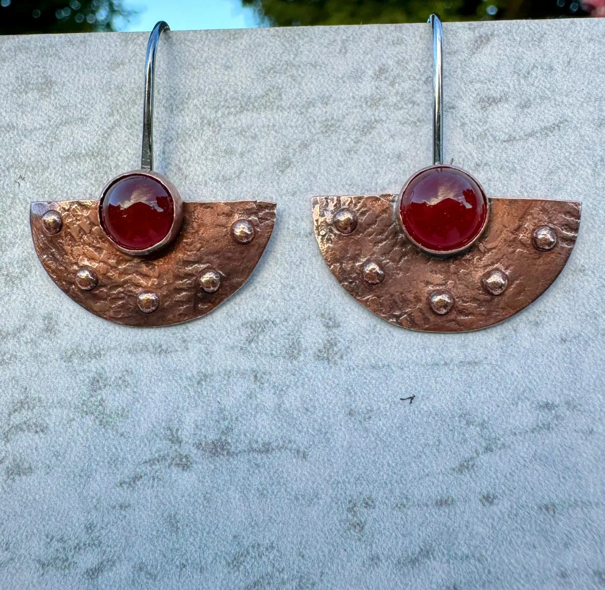 Copper Moon and stars earrings – carnelian