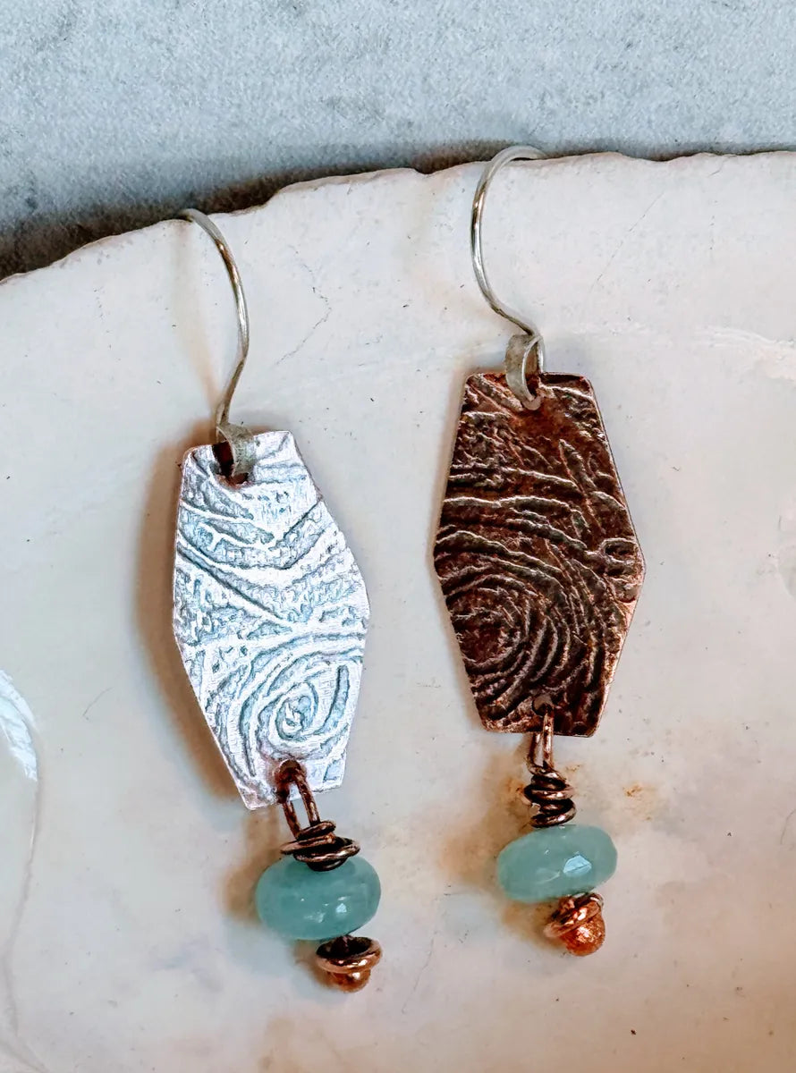 Roll printed copper with Angelite beads