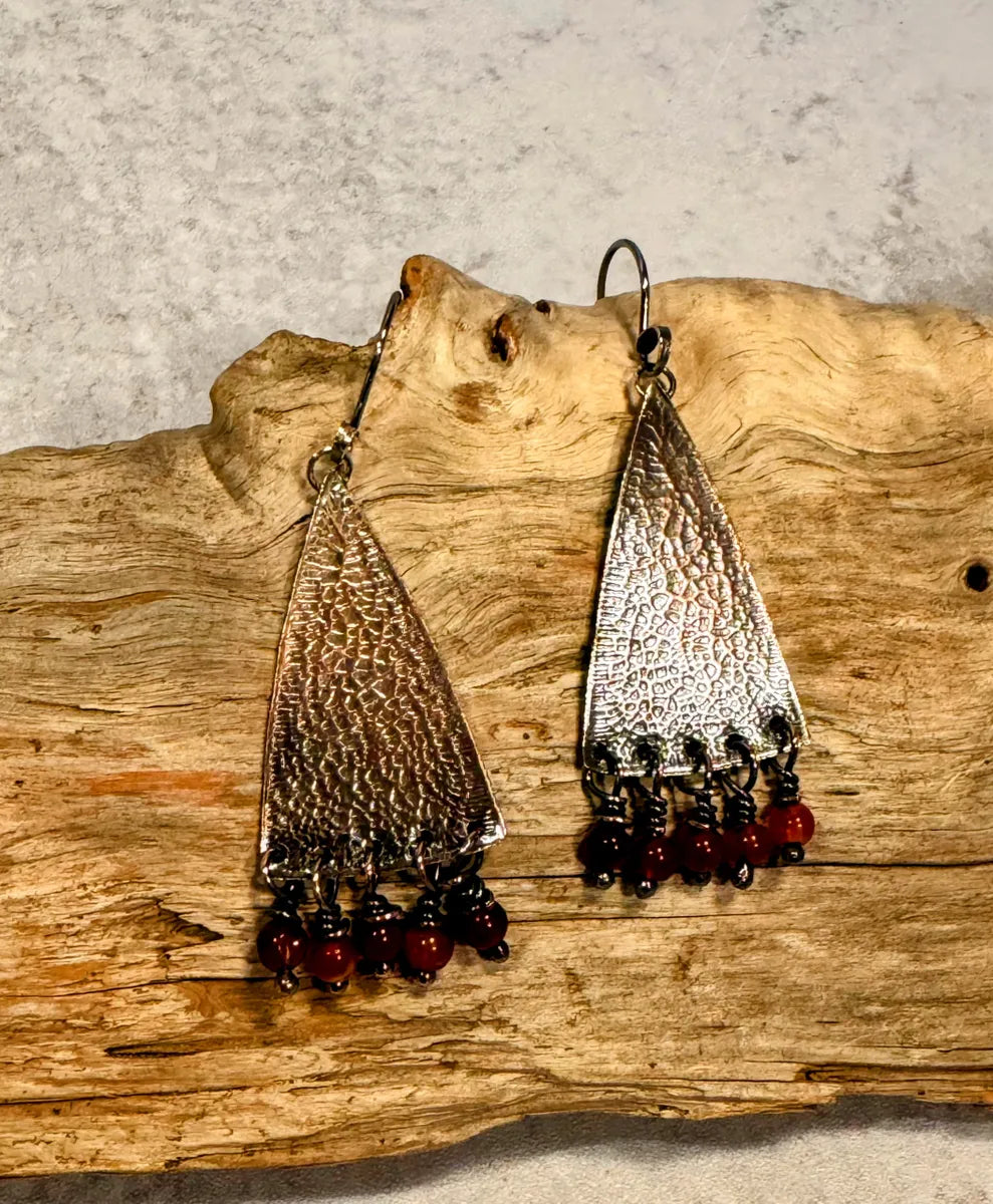 Modern copper and carnelian drops