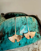 Small bronze gingko leaf earrings