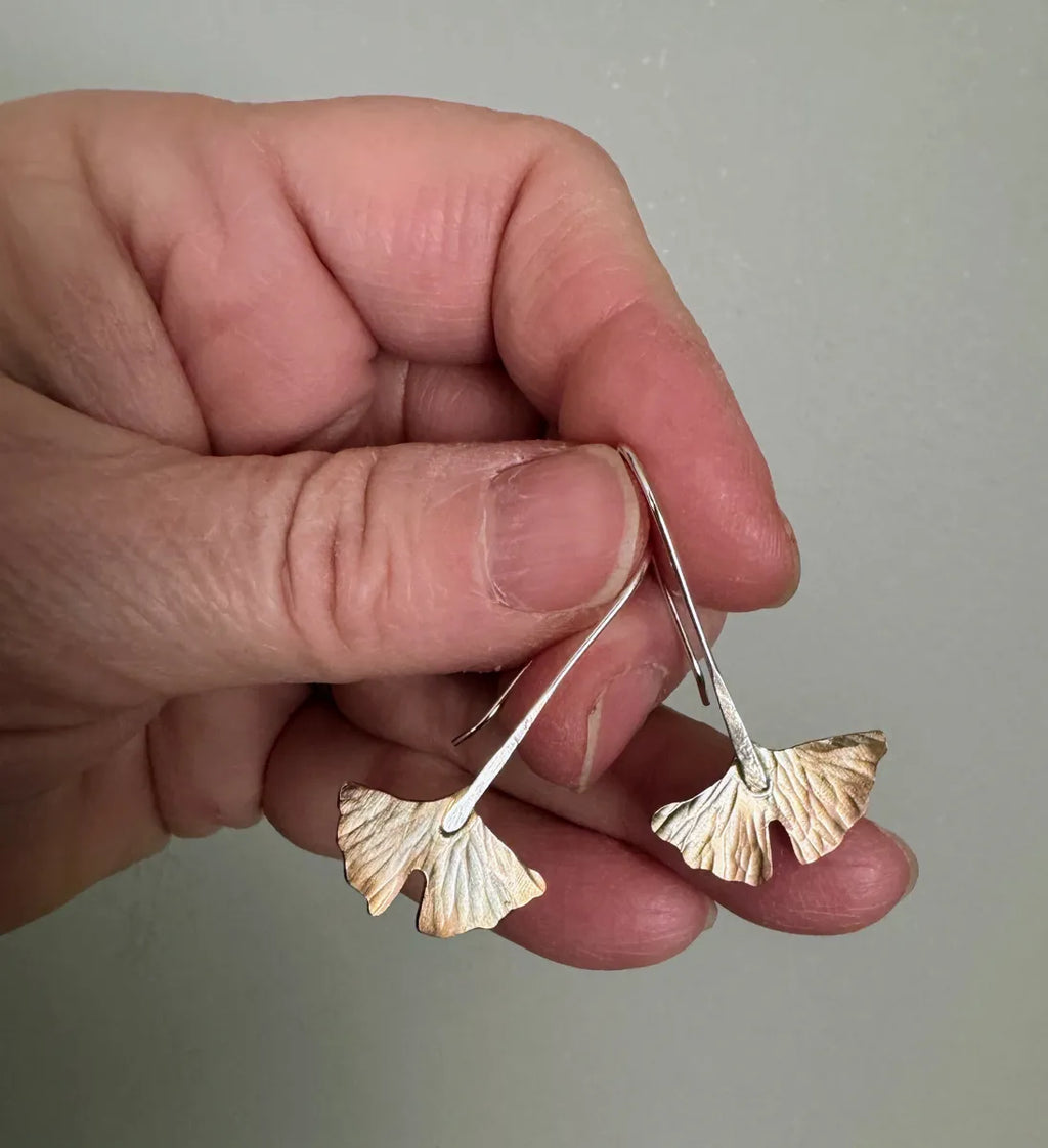 Small bronze gingko leaf earrings