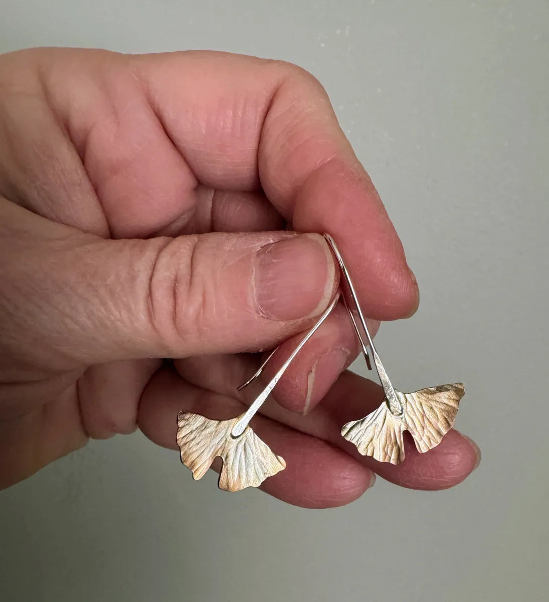 Small bronze gingko leaf earrings